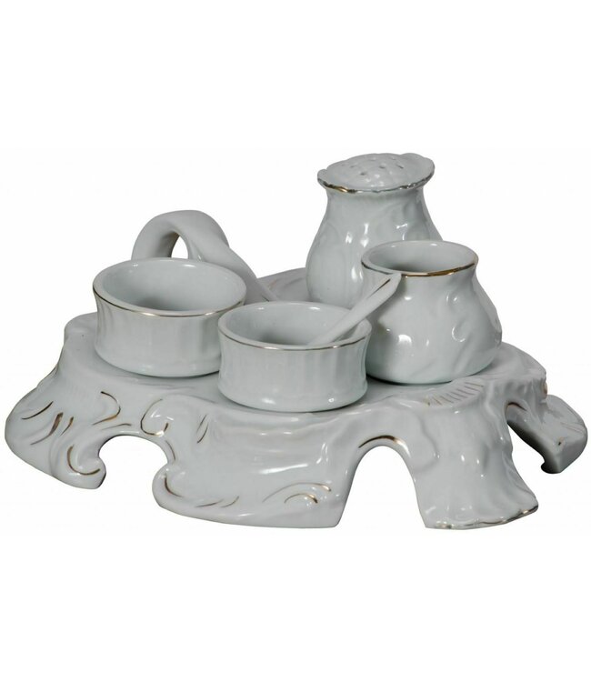 Breakfast Set for 2 - White & Gold Ceramic