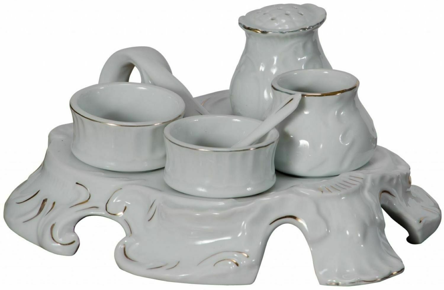 Breakfast Set for 2 White & Gold Ceramic Freitaslaf Net LTD
