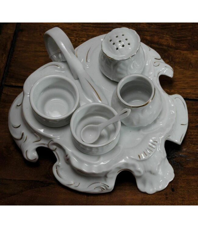 Breakfast Set for 2 - White & Gold Ceramic