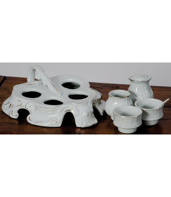 Breakfast Set for 2 - White & Gold Ceramic