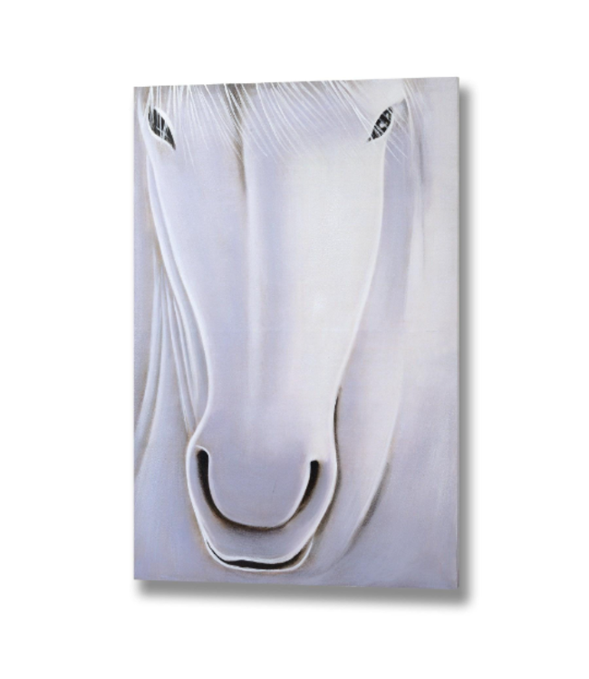 Hill Interiors White Horse Hand Painted Large Canvas-120CM