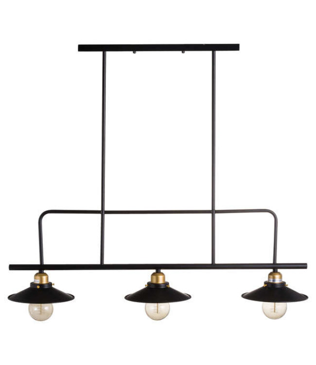 Hill Interiors Triple Hanging Black And Brass Industrial Light