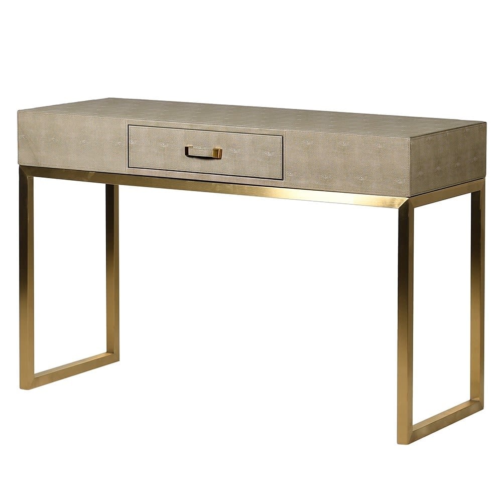 Sage Faux Shagreen Console Table