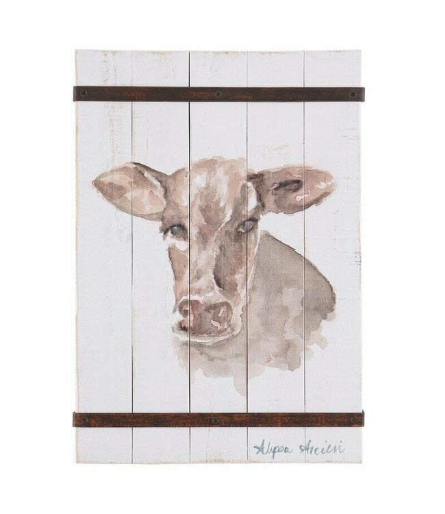 Besp-Oak Furniture Wooden Plaque Cow Portrait