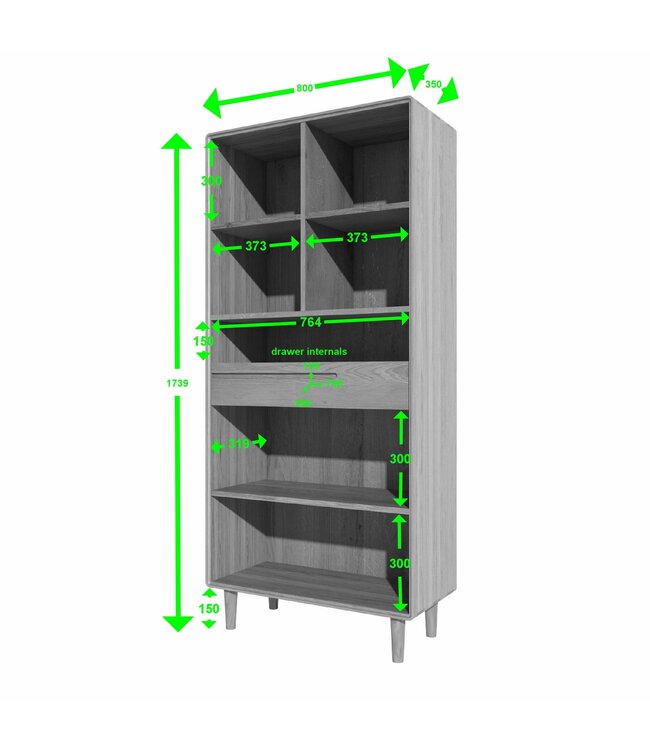 Homestyle GB Scandic Oak Large Bookcase