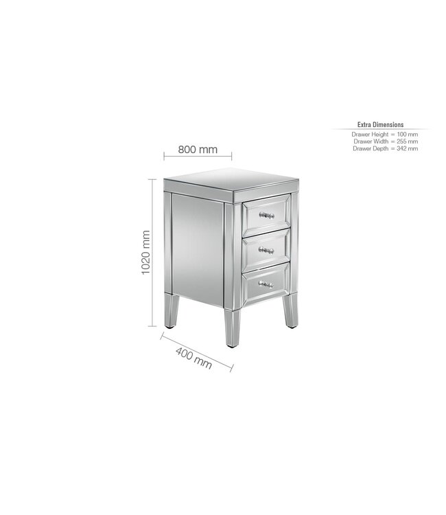 Birlea Valencia 3 Drawer Bedside