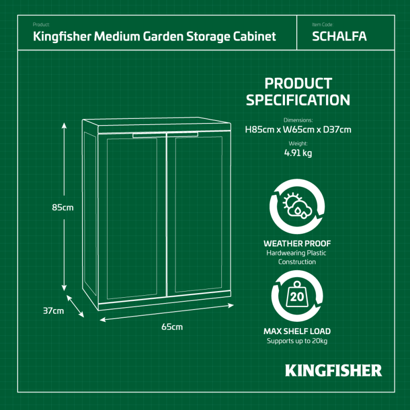 Kingfisher Medium Garden Storage Cabinet Dark Grey
