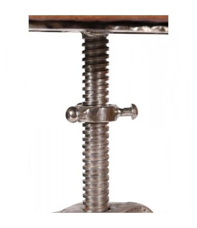 Besp-Oak Furniture Leather & Iron Wind Up Stool