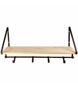 Wooden Shelf With Hooks