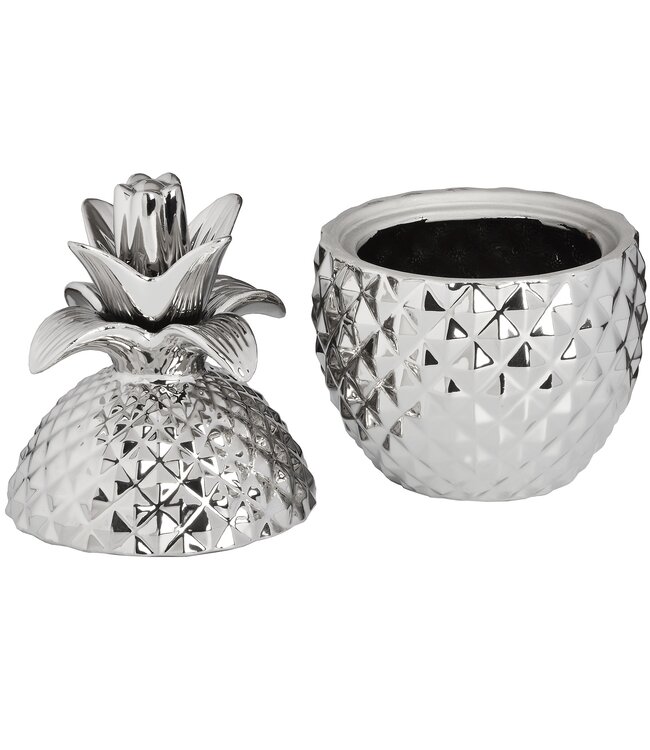 Silver Ceramic Pineapple Trinket Jar