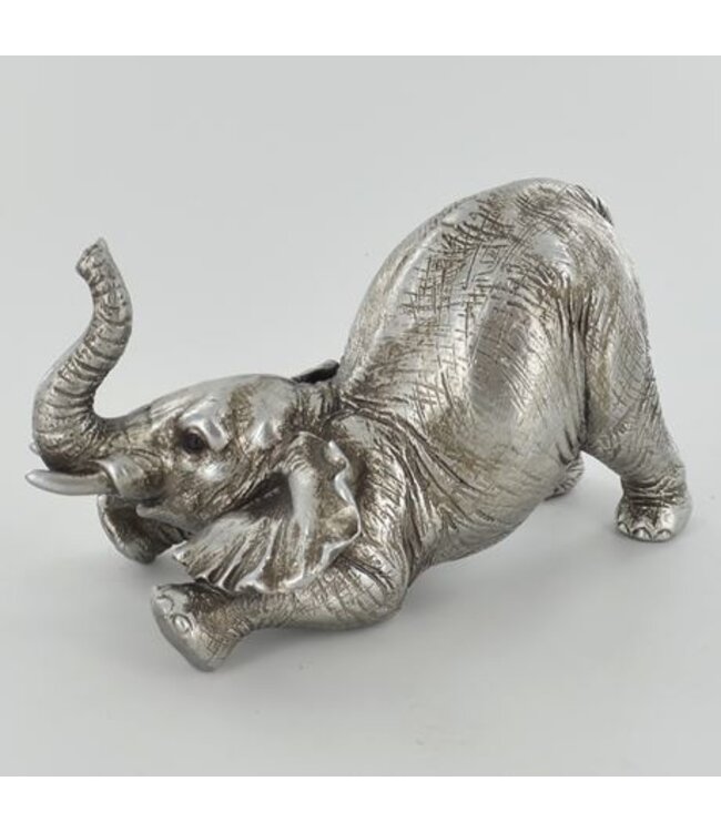 Fiesta Studios Antique Silver Elephant Arching Ornament
