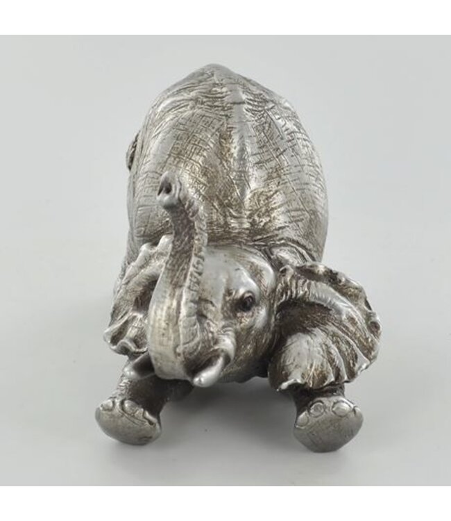 Fiesta Studios Antique Silver Elephant Arching Ornament