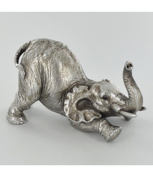 Fiesta Studios Antique Silver Elephant Arching Ornament