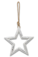 Hill Interiors Large Silver Wooden Star Hanging Decoration