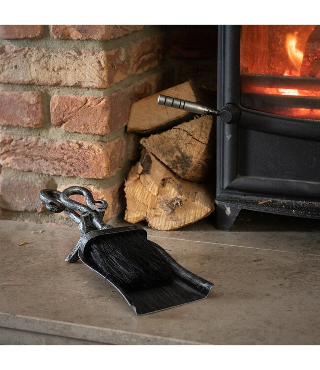 Hill Interiors Silver Brushed Steel Crook Top Hearth Tidy Set