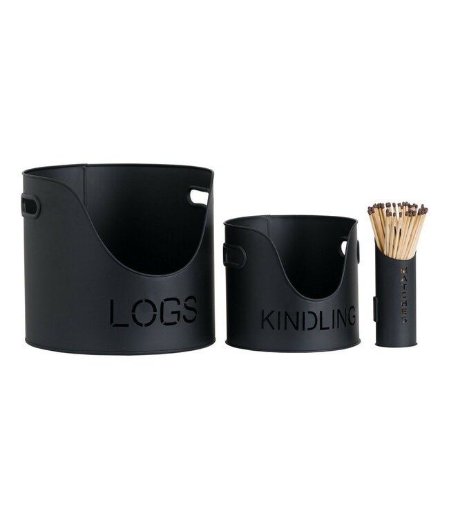 Hill Interiors Black Finish Fireside Log Set