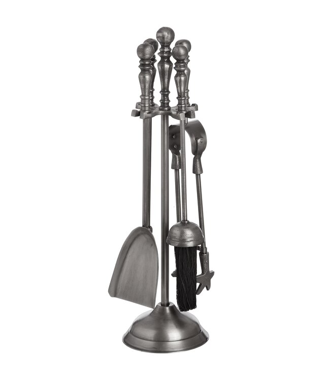Hill Interiors Traditional Companion Set In Antique Pewter