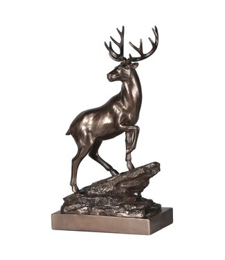 Bronze Effect Stag On Stone