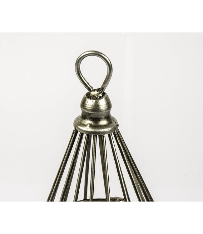 Antiqued Metal Prism Lantern Candle Holder