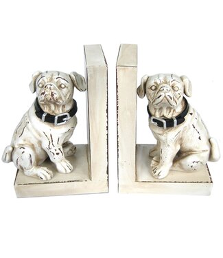 Dog Bookends - White