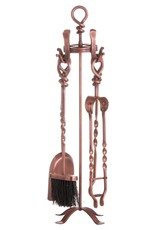 Hill Interiors Hand Turned Loop Top Companion Set Copper Finish