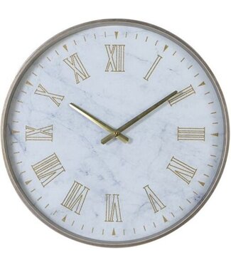 White Grey Marble Effect Round Wall Clock