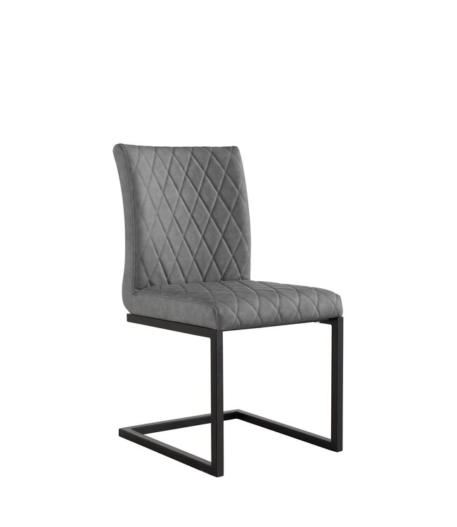 Diamond Stitch Dining Chair - Grey PU - Pair