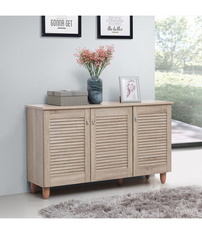 Timber Art Design Traditional Sonoma Oak 3 Door Shoe Cabinet