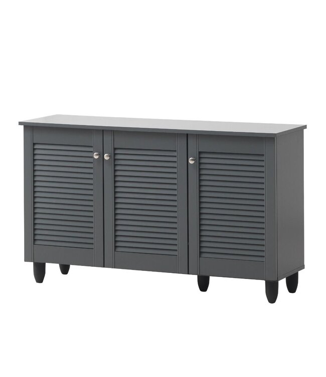 Timber Art Design Traditional Dark Grey 3 Door Shoe Cabinet