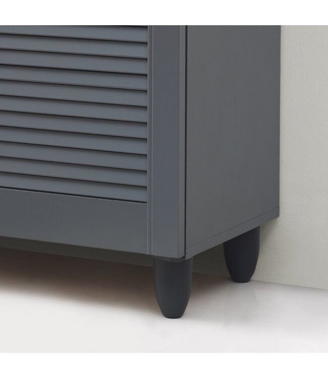 Timber Art Design Traditional Dark Grey 3 Door Shoe Cabinet