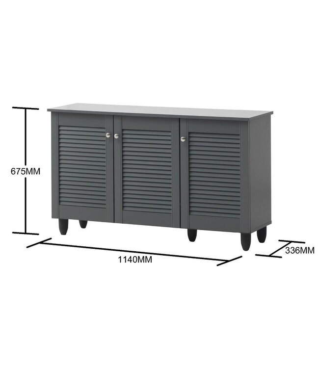 Timber Art Design Traditional Dark Grey 3 Door Shoe Cabinet