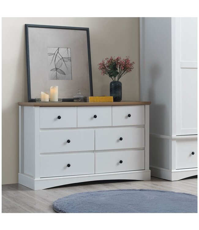 Timber Art Design White 7 Drawer Chest