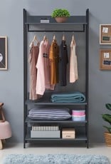 Grey Large Open Wardrobe With Shelves