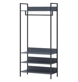 Grey Large  Open Wardrobe With Shelves
