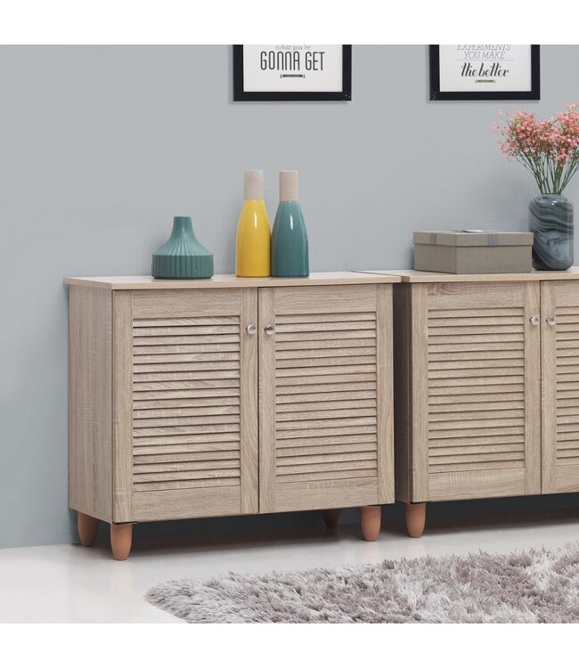 Timber Art Design Traditional Sonoma Oak 2 Door Shoe Cabinet