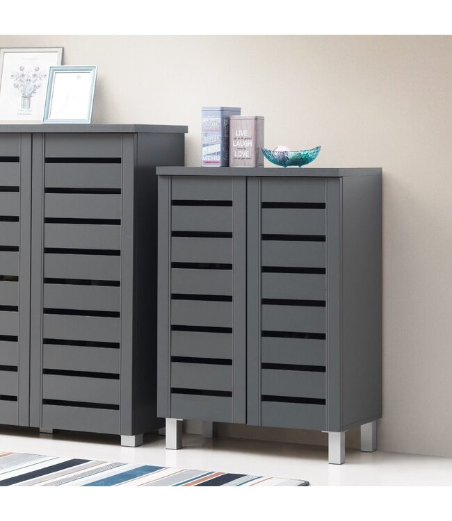 Timber Art Design Contemporary Dark Grey 2 Door Shoe Cabinet