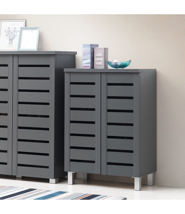 Timber Art Design Dark Grey 2 Door Shoe Cabinet