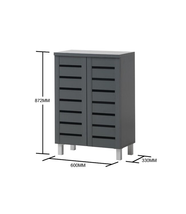 Timber Art Design Contemporary Dark Grey 2 Door Shoe Cabinet