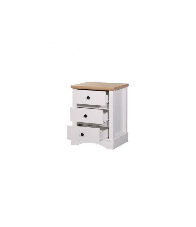 Timber Art Design White 3 Drawer Bedside