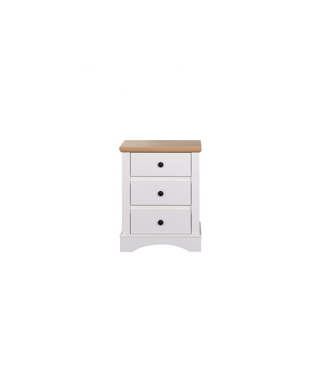Timber Art Design White 3 Drawer Bedside