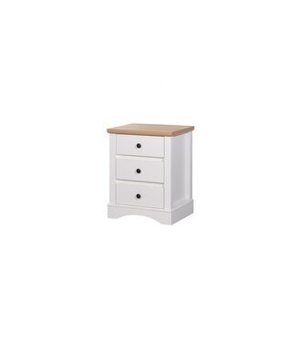 Timber Art Design White 3 Drawer Bedside