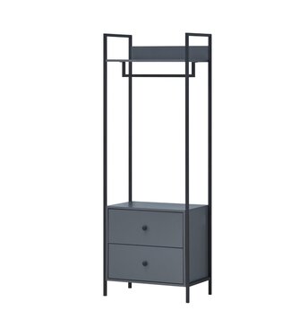 Timber Art Design Zahra Grey Open Wardrobe With Drawers