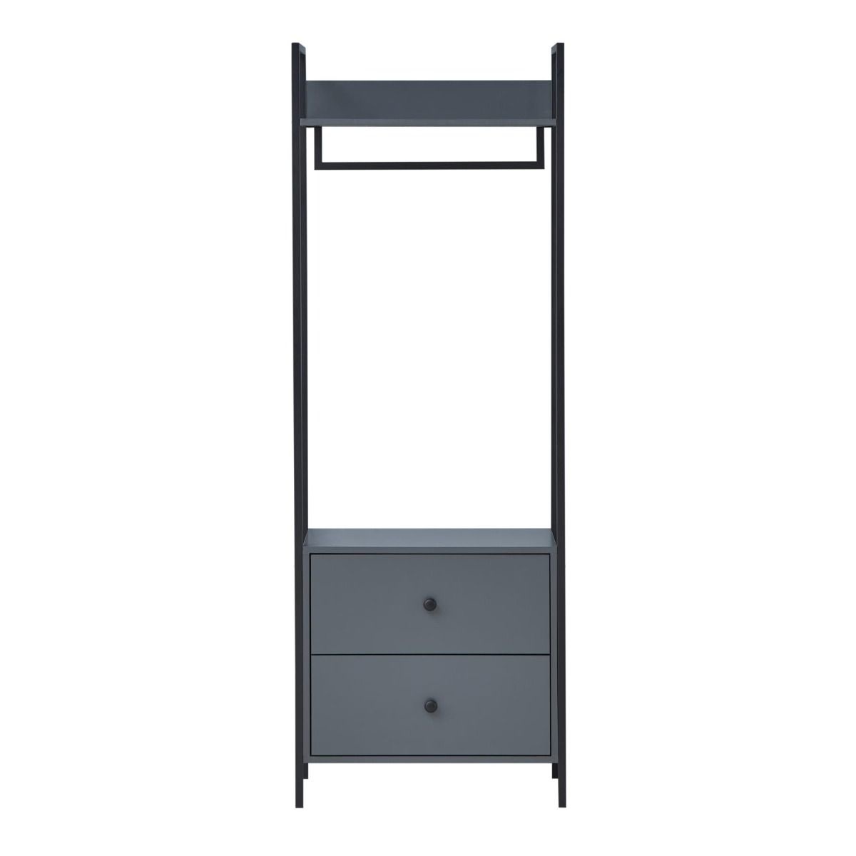 Grey Open Wardrobe With Drawers