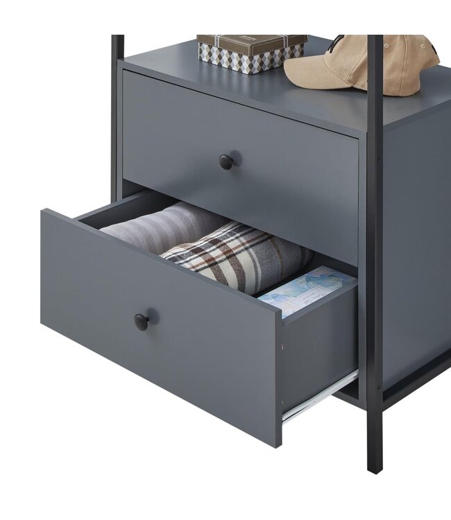 Timber Art Design Zahra Grey Open Wardrobe With Drawers