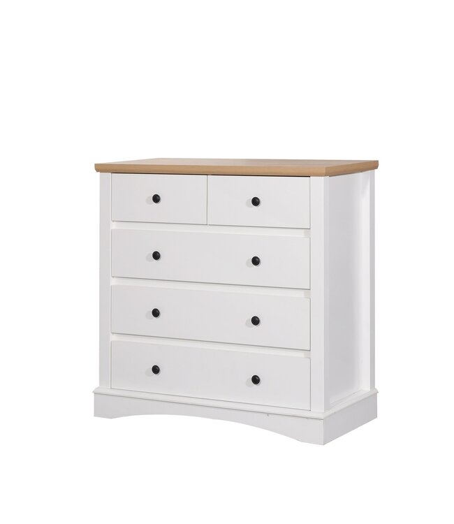 Timber Art Design White 3+2 Drawer Chest
