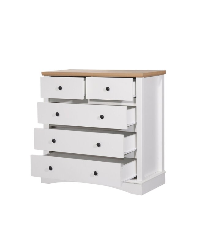 Timber Art Design White 3+2 Drawer Chest
