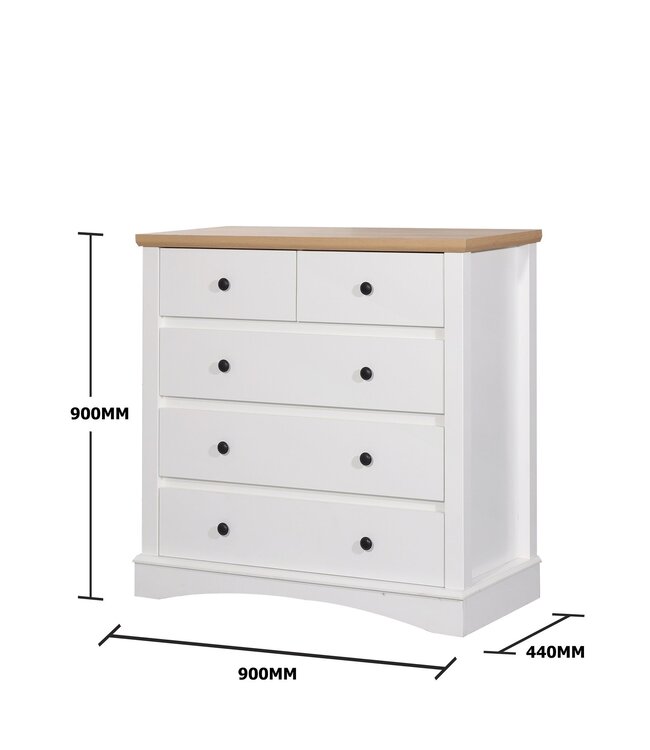 Timber Art Design White 3+2 Drawer Chest