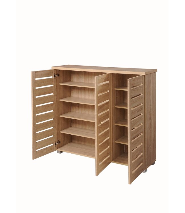 Timber Art Design Contemporary Sonoma Oak 3 Door Shoe Cabinet