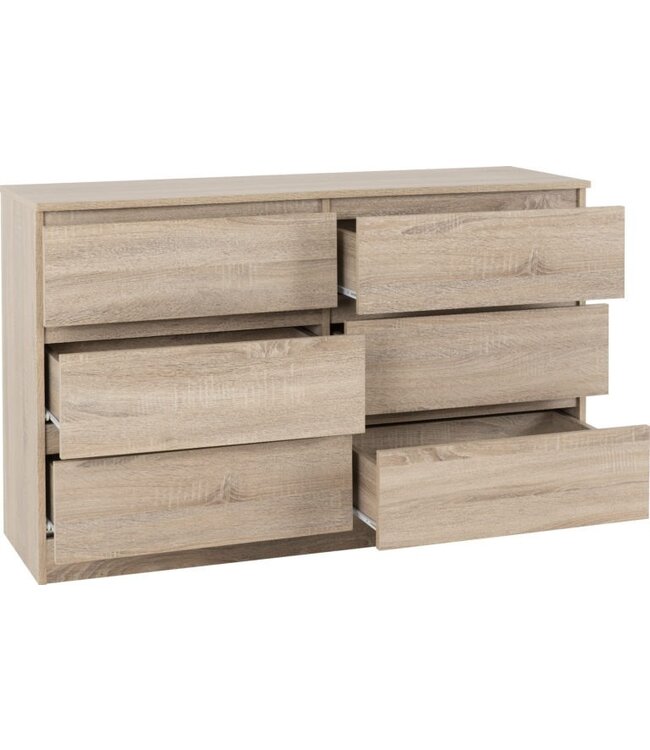 Seconique Malvern Sonoma Oak 6 Drawer Chest