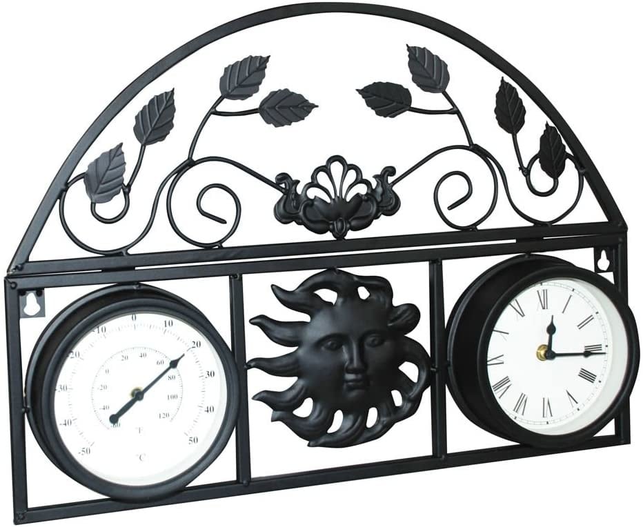Decorative Wall Planter with Clock  and Thermometer
